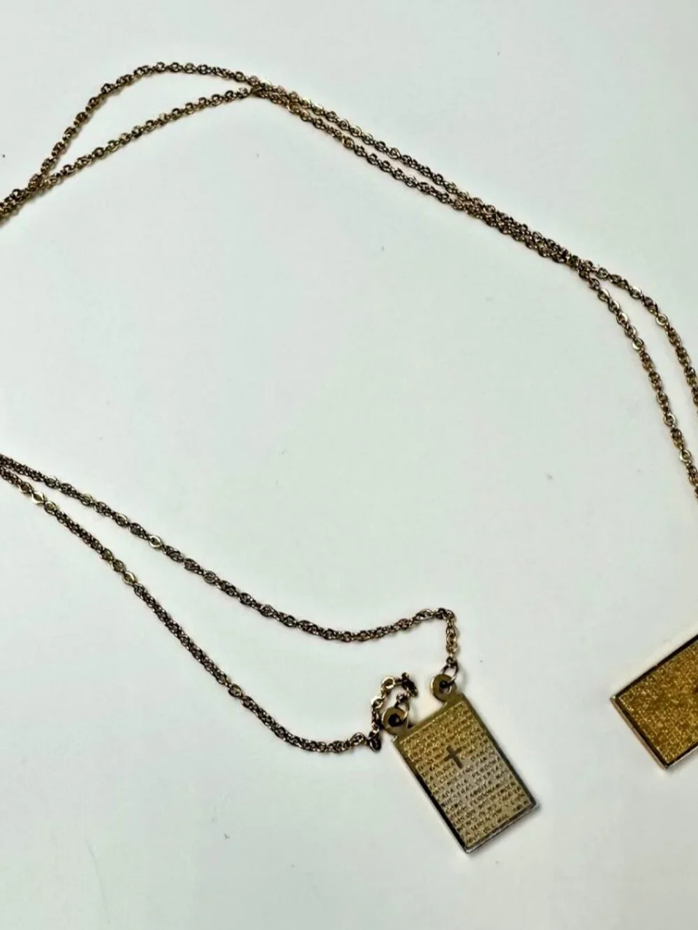 Steel Time Gold Stainless Steel Scapular Necklace Lords Prayer 28.5